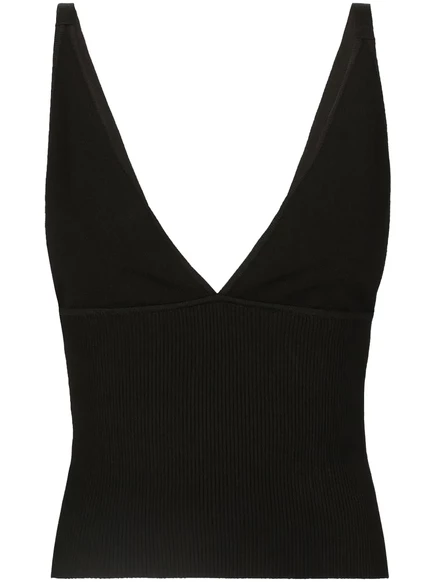 Укороченный топ из рубчатого трикотажа Dolce & Gabbana на бретелях black