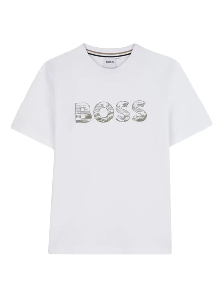 Детская футболка Boss Kidswear с логотипом, белая