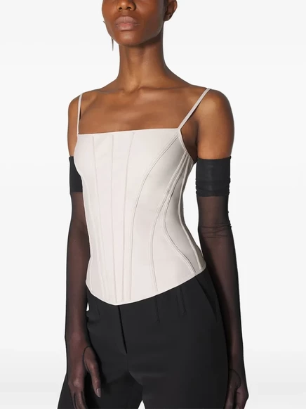 Женский топ mugler корсетный с рельефными швами, белый