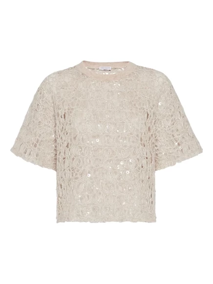 Футболка Brunello Cucinelli, украшенная блестками  neutrals