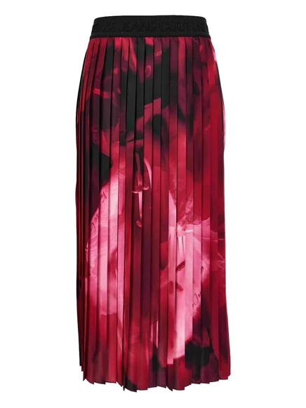 Женская юбка плиссе Versace Jeans Couture с розами, розовая