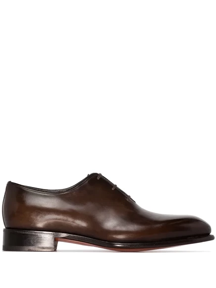 Мужские оксфорды Santoni кожаные, коричневые