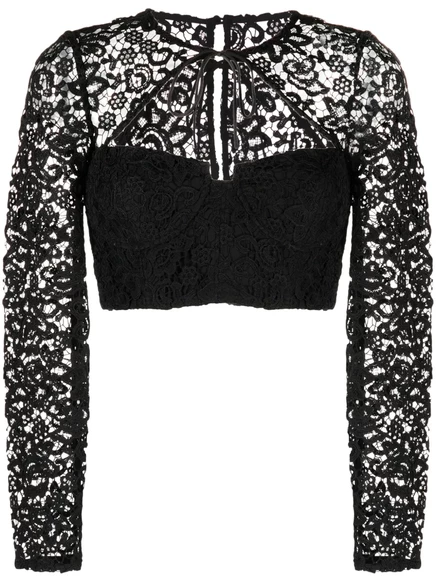 Укороченный топ с завязками и кружевом для автопортрета black