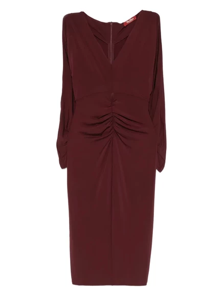 Женское платье миди Max Mara с драпировкой, бордовое