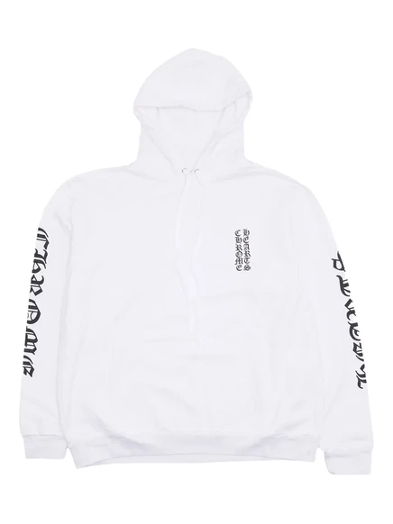 Мужское худи Chrome Hearts Vertical Logo с карманом-кенгуру, белое