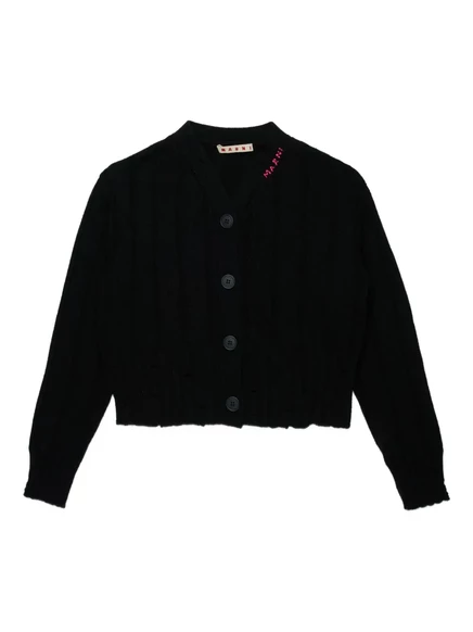 Кардиган для девочек Marni Kids с логотипом, черный