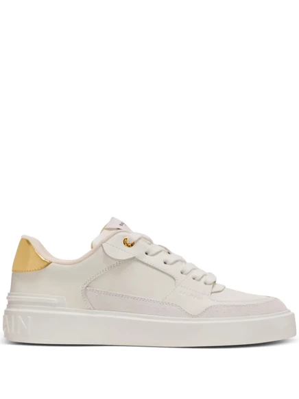 Кожаные кроссовки Balmain B-Court с откидной спинкой white