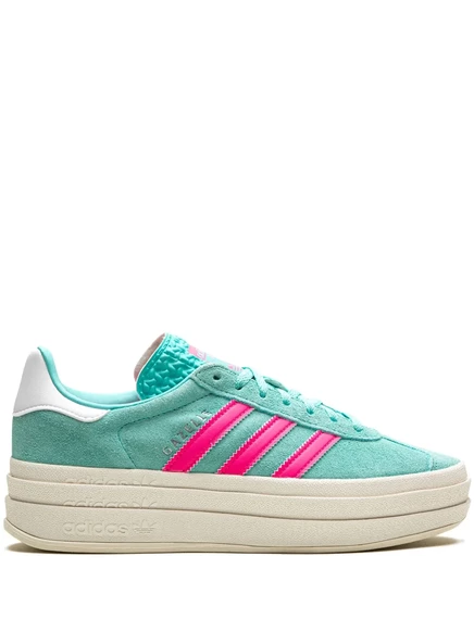 Женские кроссовки Adidas Gazelle на платформе, голубо-розовые