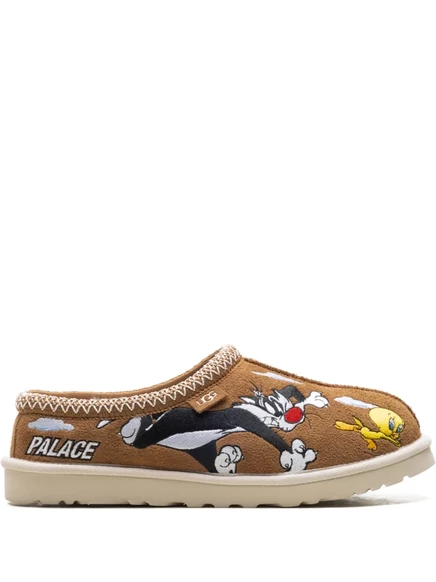 Мужские тапочки UGG Tasman X PALACE с вышивкой, коричневые