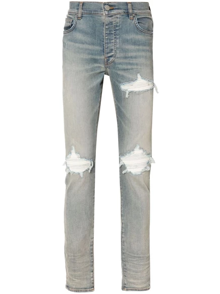 Мужские скинни-джинсы Amiri MX1 Ultrasuede, хлопковый деним с замшей, голубые