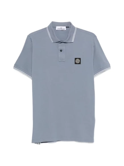 Мужское поло Stone Island с логотипом, синее
