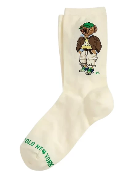 Женские носки Polo Ralph Lauren с принтом Polo Bear, белые