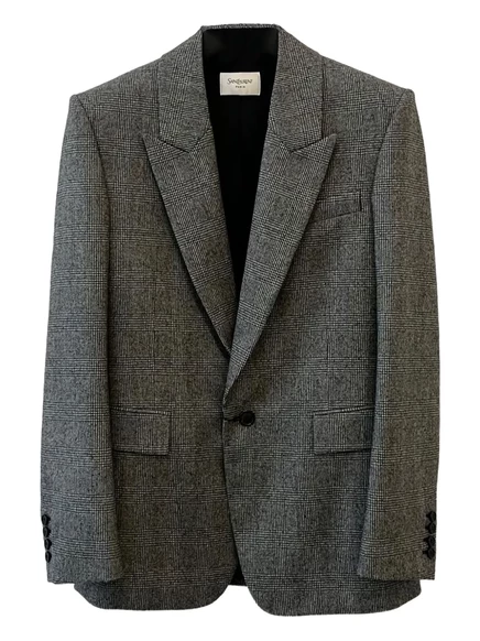 Мужской блейзер Saint Laurent в клетку, серый