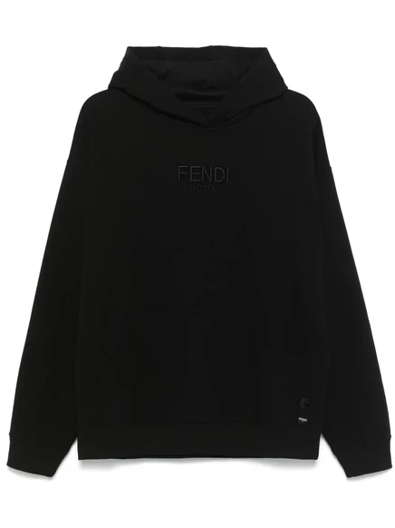 Мужское худи Fendi с вышитым логотипом, черное