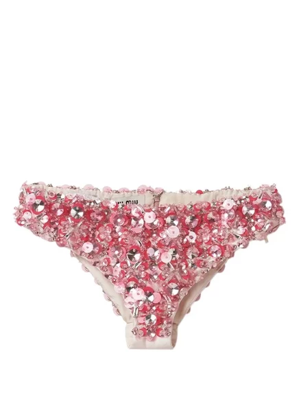 Трусики-слипоны Miu Miu, украшенные блестками pink