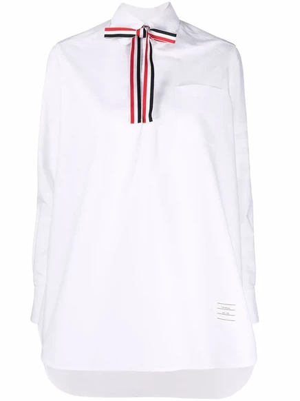 Блузон-рубашка с галстуком-бабочкой Thom Browne RWB white