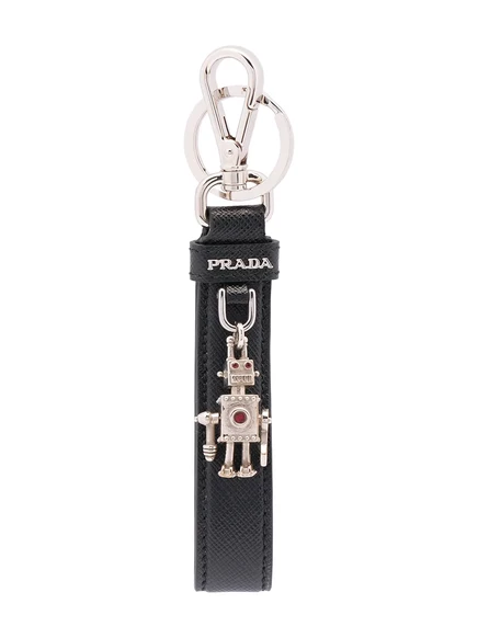 Женский брелок Prada с логотипом, черный
