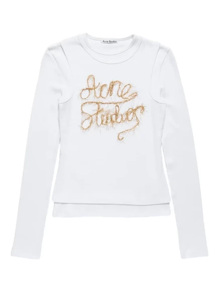 Женская футболка с длинными рукавами Acne Studios, белая
