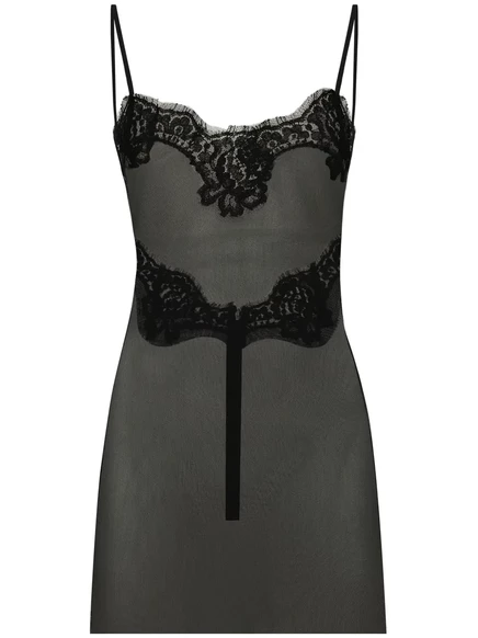Женская майка Dolce & Gabbana с кружевом, черная
