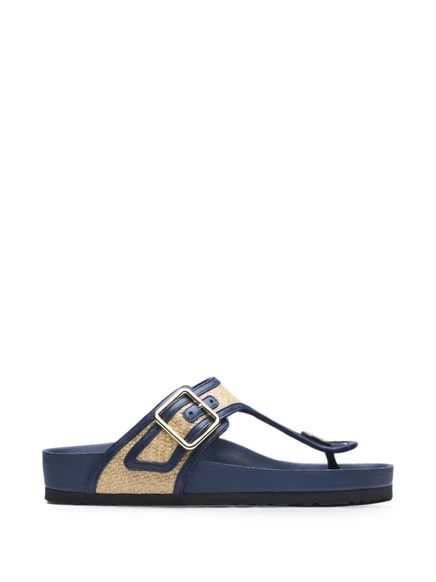 Женские сандалии Birkenstock 1774 Gizeh из рафии, синие