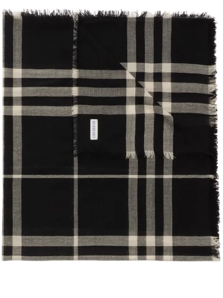Шерстяной шарф в клетку от Burberry black