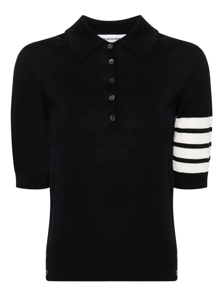 Женское вязаное поло Thom Browne 4-Bar, синее