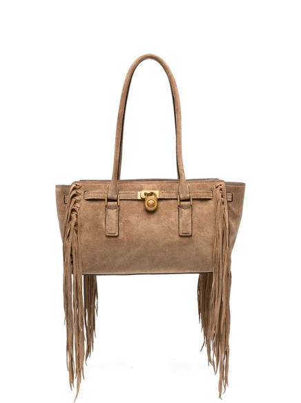 Маленькая замшевая сумка через плечо Michael Kors из Гамильтона с бахромой brown