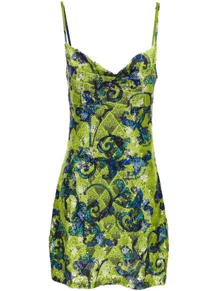 Мини-платье от Versace Jeans Couture с блестками green