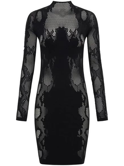 Мини-платье из полупрозрачного кружева Dion Lee Cobra  black