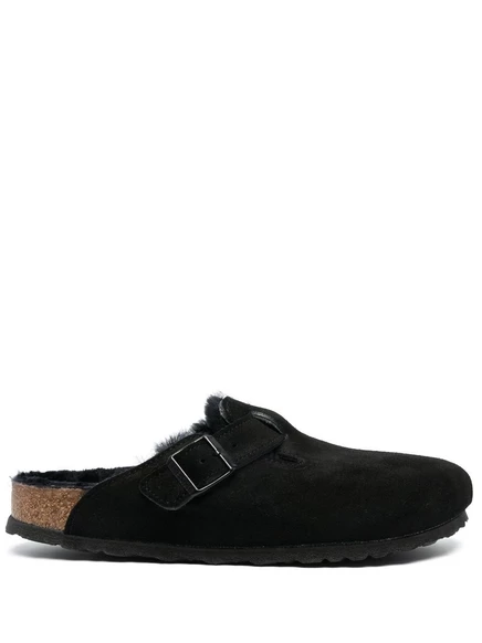Унисекс тапочки Birkenstock Boston с овчиной, черные