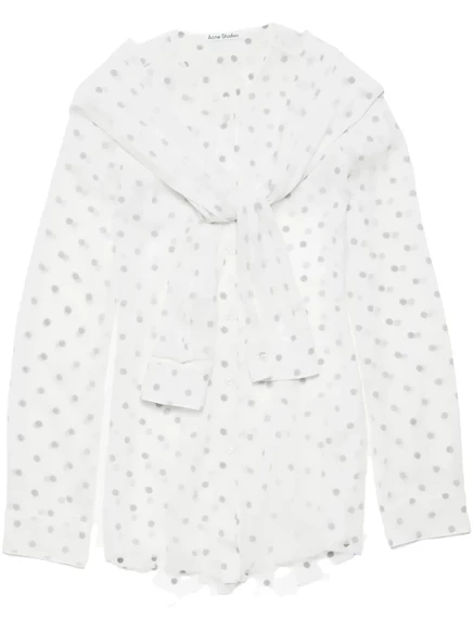 Многослойная блузка Acne Studios с завязывающимся воротом  white