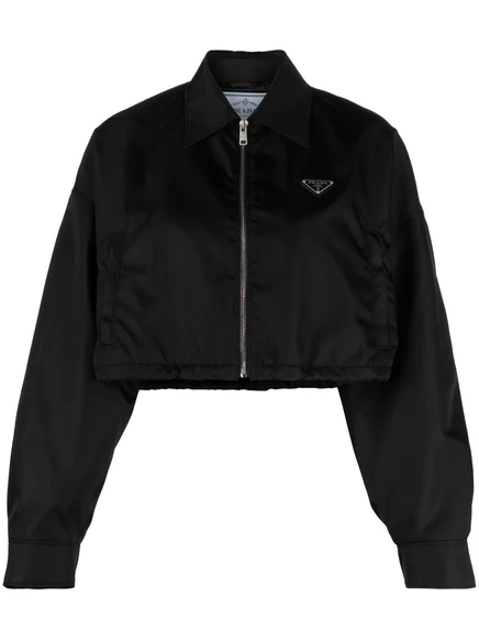 Укороченный жакет-блузон из нейлона Prada Re-Nylon black