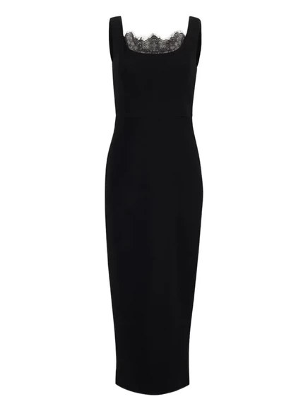 Платье из крепа с кружевной вставкой от Roland Mouret black