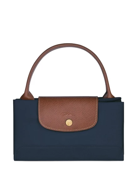 Женская сумка-тоут Longchamp M Le Pliage, синяя/коричневая