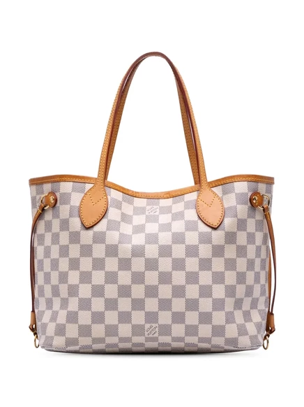 Сумка-тоут Damier Azur Neverfull PM 2010, бывшая в употреблении у Louis Vuitton white
