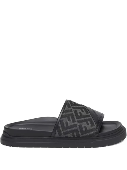 Мужские сандалии Fendi Diagonal FF жаккардовые, черные