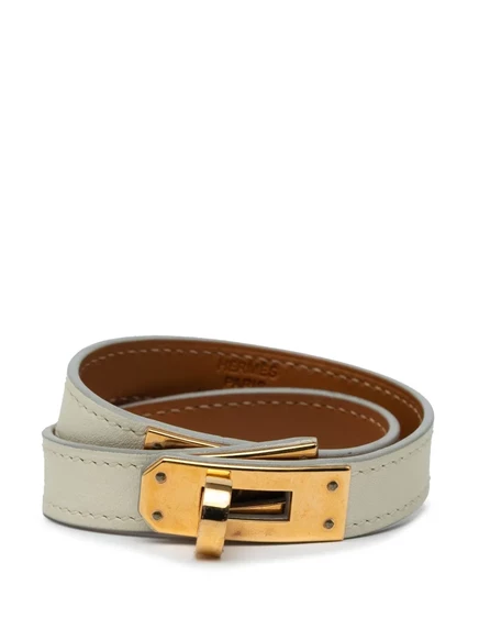Женский браслет Hermes Kelly Double Tour кожаный, серый