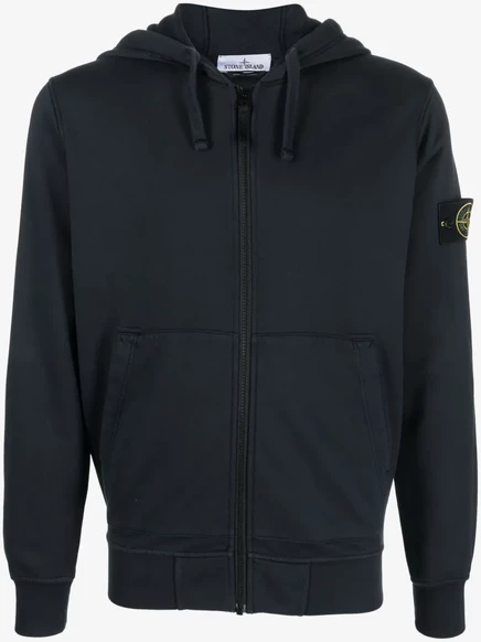 Мужское худи Stone Island на молнии, синее
