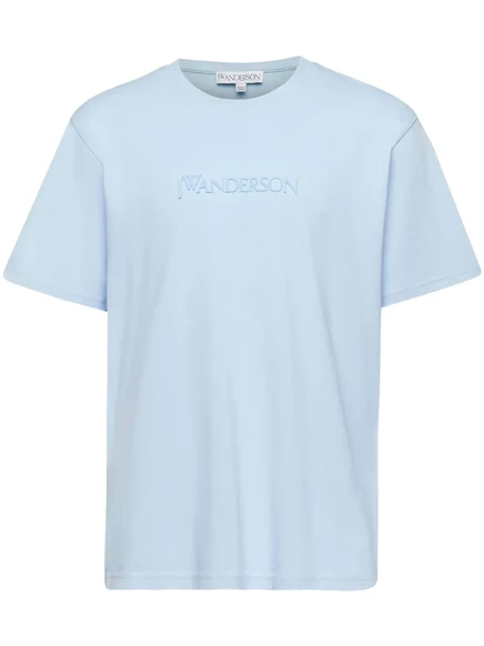 Хлопчатобумажная рубашка с вышитым логотипом JW Anderson blue