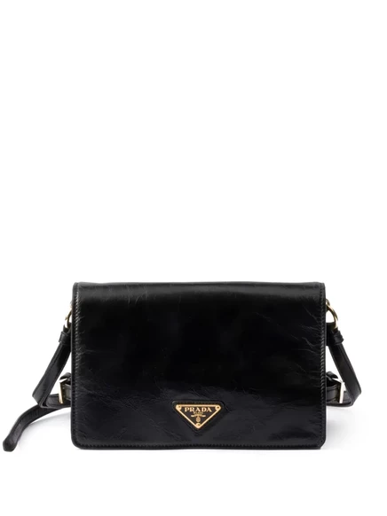 Кожаная сумка через плечо от Prada black