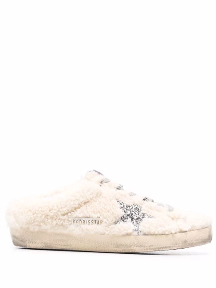 Женские слипоны Golden Goose Super-Star с отделкой из овчины, белые