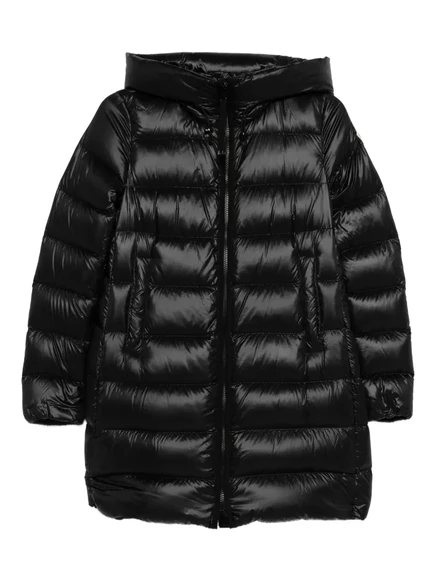 Женское стеганое пальто Moncler с капюшоном, черное