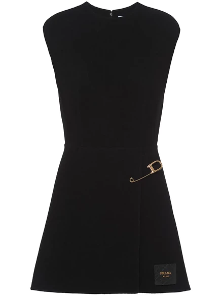Женское платье Prada мини с булавкой, черное