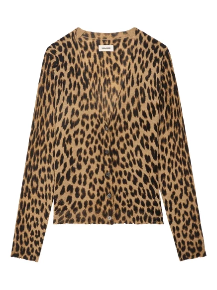 Женский кардиган Zadig & Voltaire Manala с леопардовым принтом, бежевый