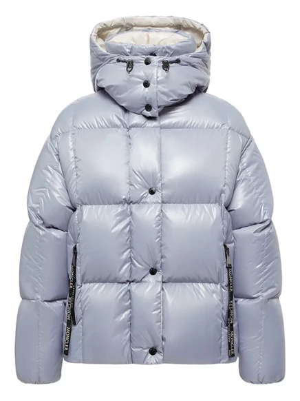 Женский пуховик Moncler с капюшоном на молнии, голубой
