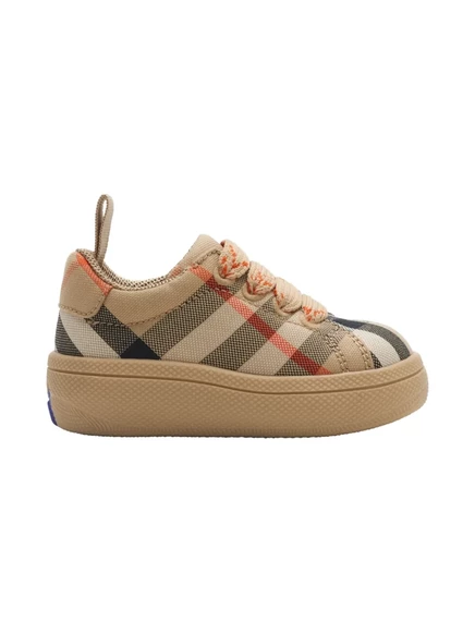 Хлопчатобумажные кроссовки Burberry Kids в клетку neutrals