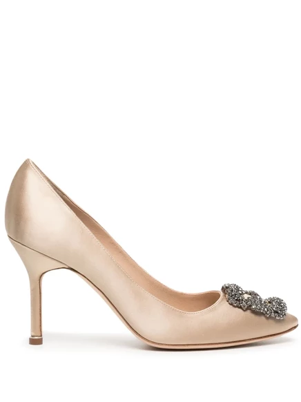 Атласные туфли-лодочки Manolo Blahnik Hangisi neutrals