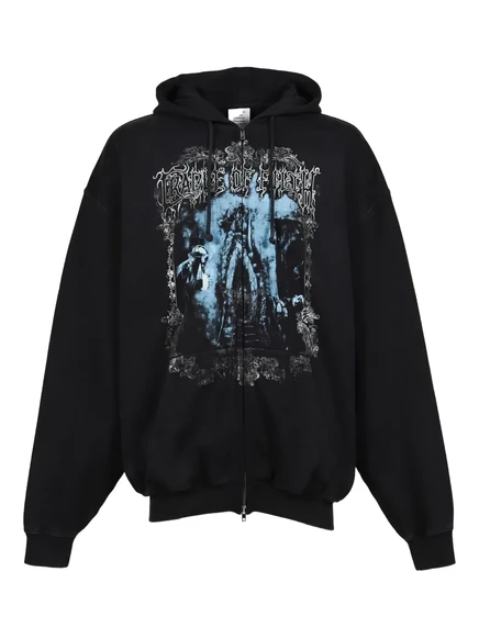 Мужская худи Vetements на молнии с графикой, черная