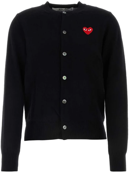 Унисекс кардиган Comme des Garçons Play из шерсти с аппликацией сердца, черный