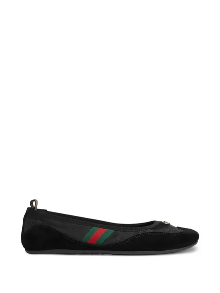 Женские балетки Gucci с ленточной отделкой, черные